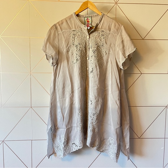 Johnny Was Tunic Lace Light Grey - Picture 2 of 7